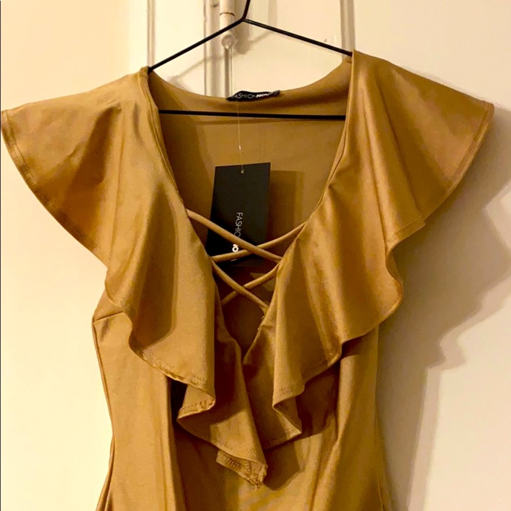 Fashion Nova Bodysuit - Gold